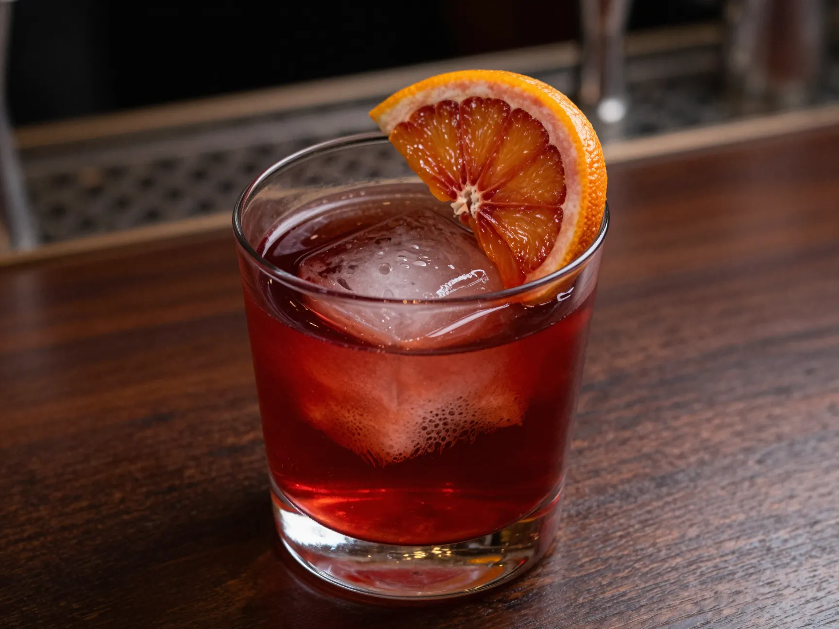 Classic negroni blood orange twist rocks glass garnish