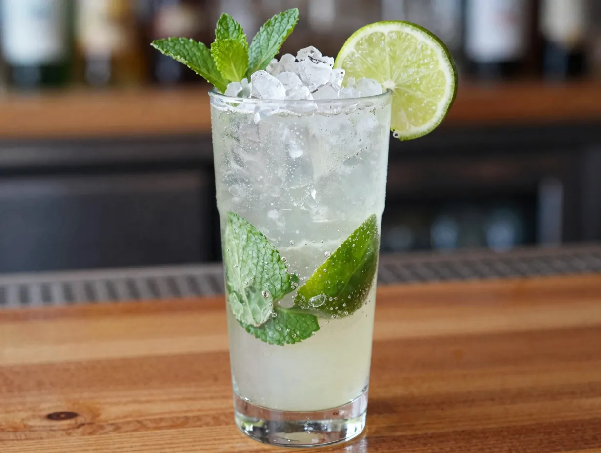Highball glass classic cuban mojito crushed ice mint lime