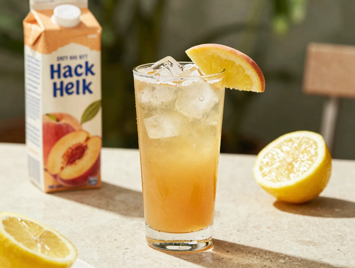 Peach nectar dirty diet coke with half and half lemon juice