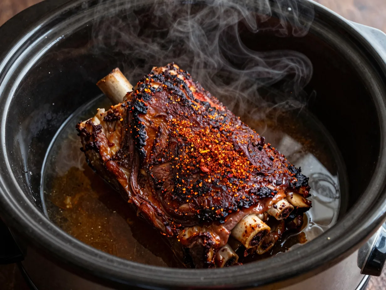 Savory dry rub pork with tangy apple cider vinegar steam