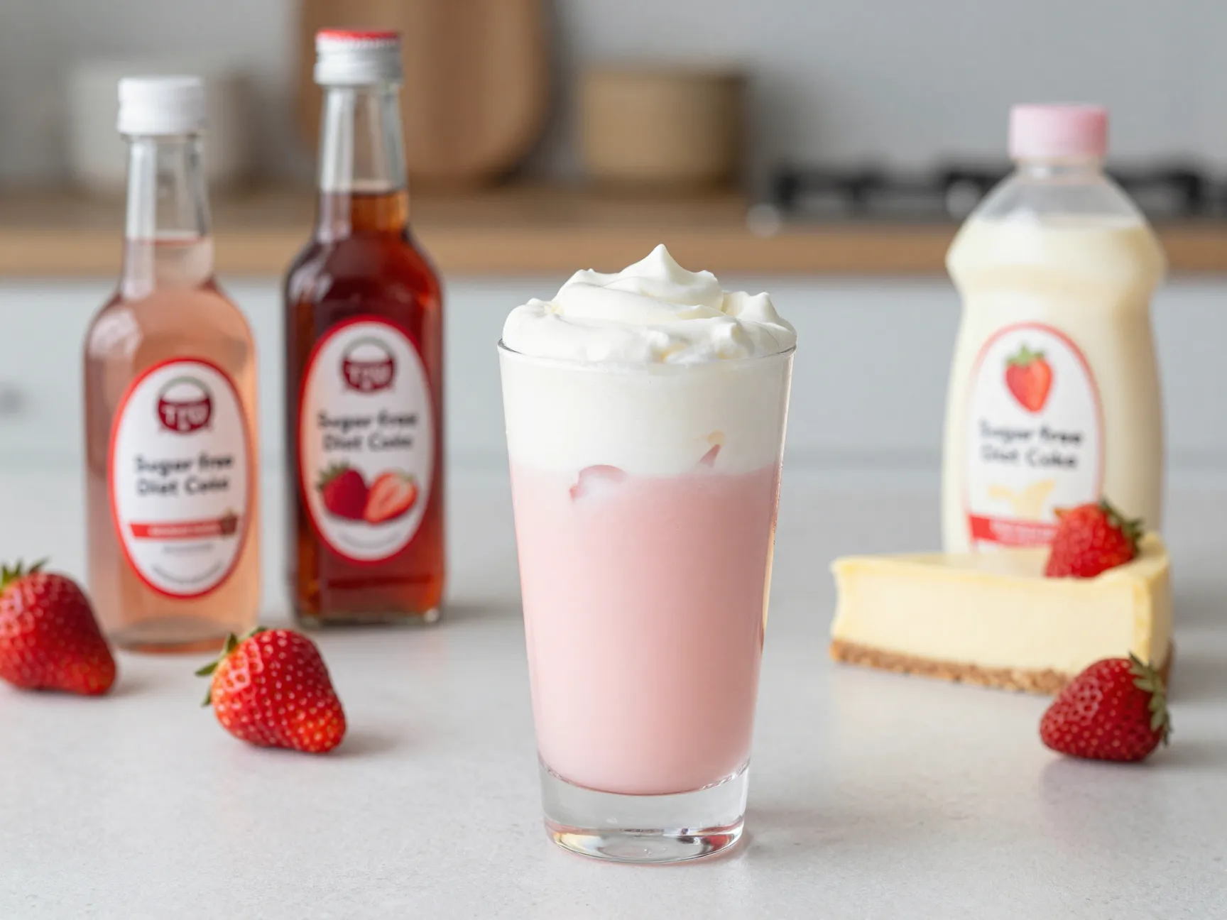 Strawberry cheesecake dirty diet coke with two syrups cream