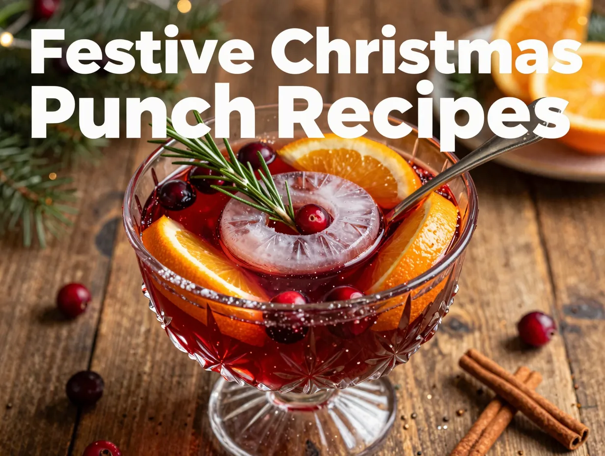 Sparkling cranberry punch bowl ice ring festive holiday centerpiece