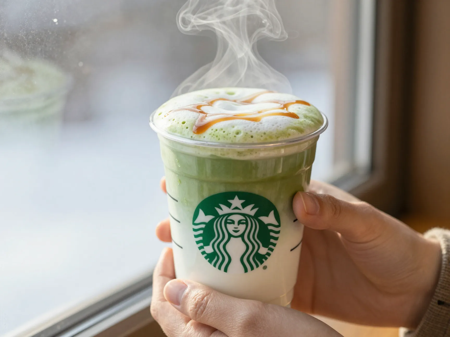 Caramel protein matcha latte cozy winter