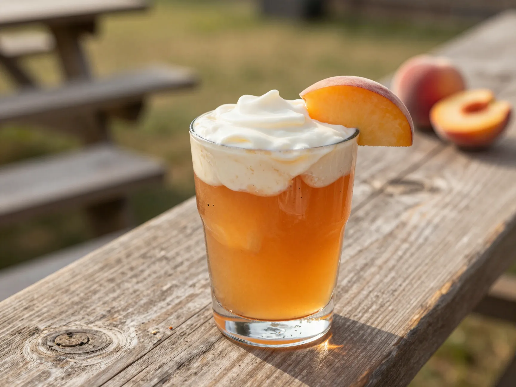 Peach vanilla cream dr pepper liquid peach cobbler backyard gathering