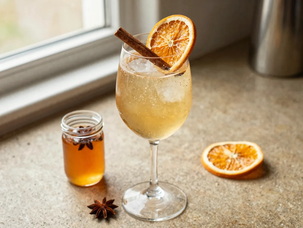Spiced citrus spritz with homemade syrup and garnish