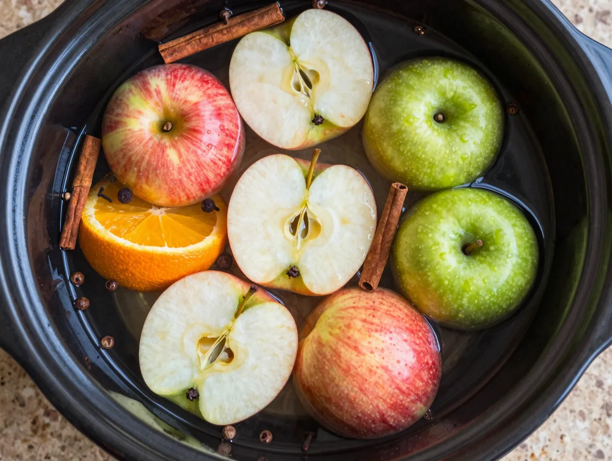 From scratch cider with honeycrisp gala granny smith apples and spices