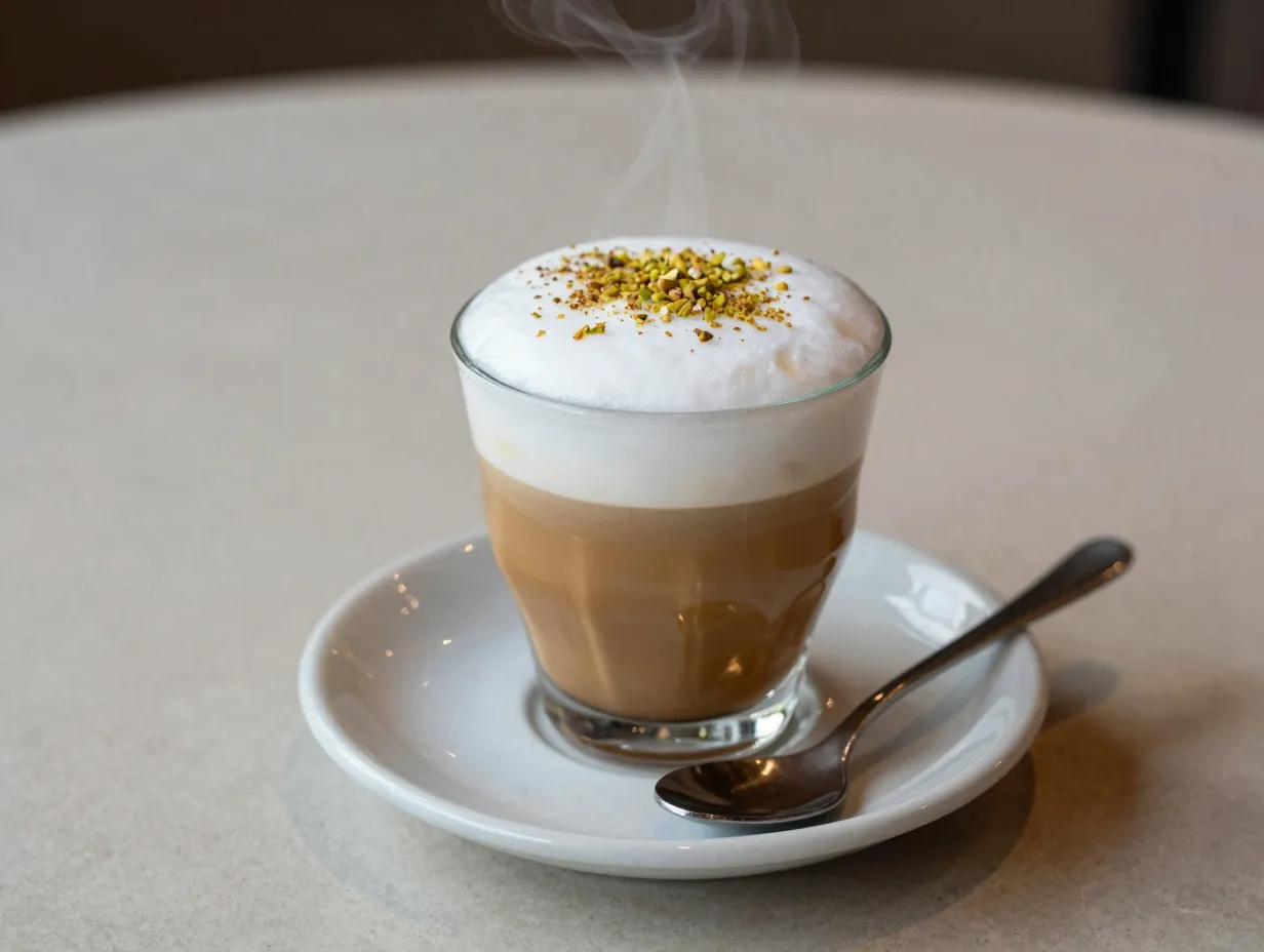Pistachio cortado compact refined espresso