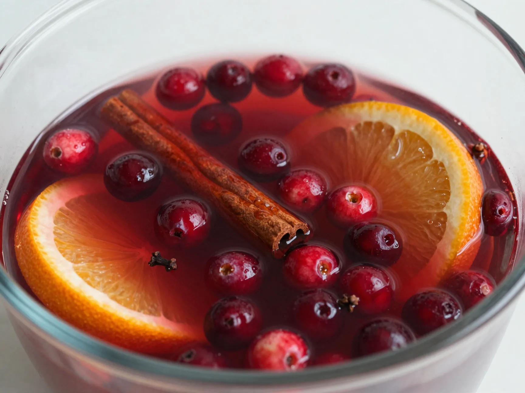 Cranberry apple cider with deep ruby red color and honey