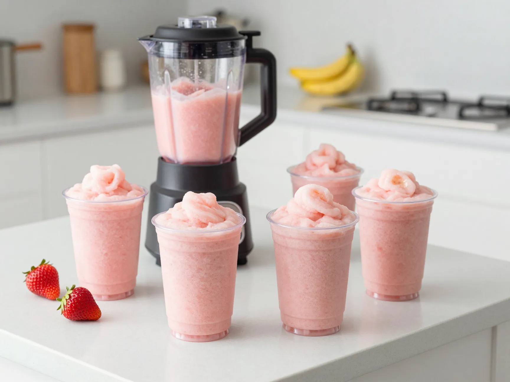 Strawberry banana family slushie creamy no sugar added