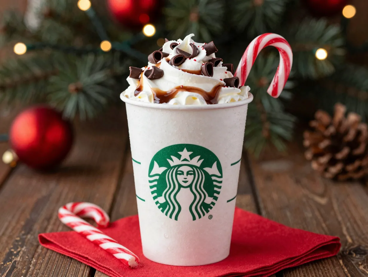 Classic peppermint mocha whipped cream curls