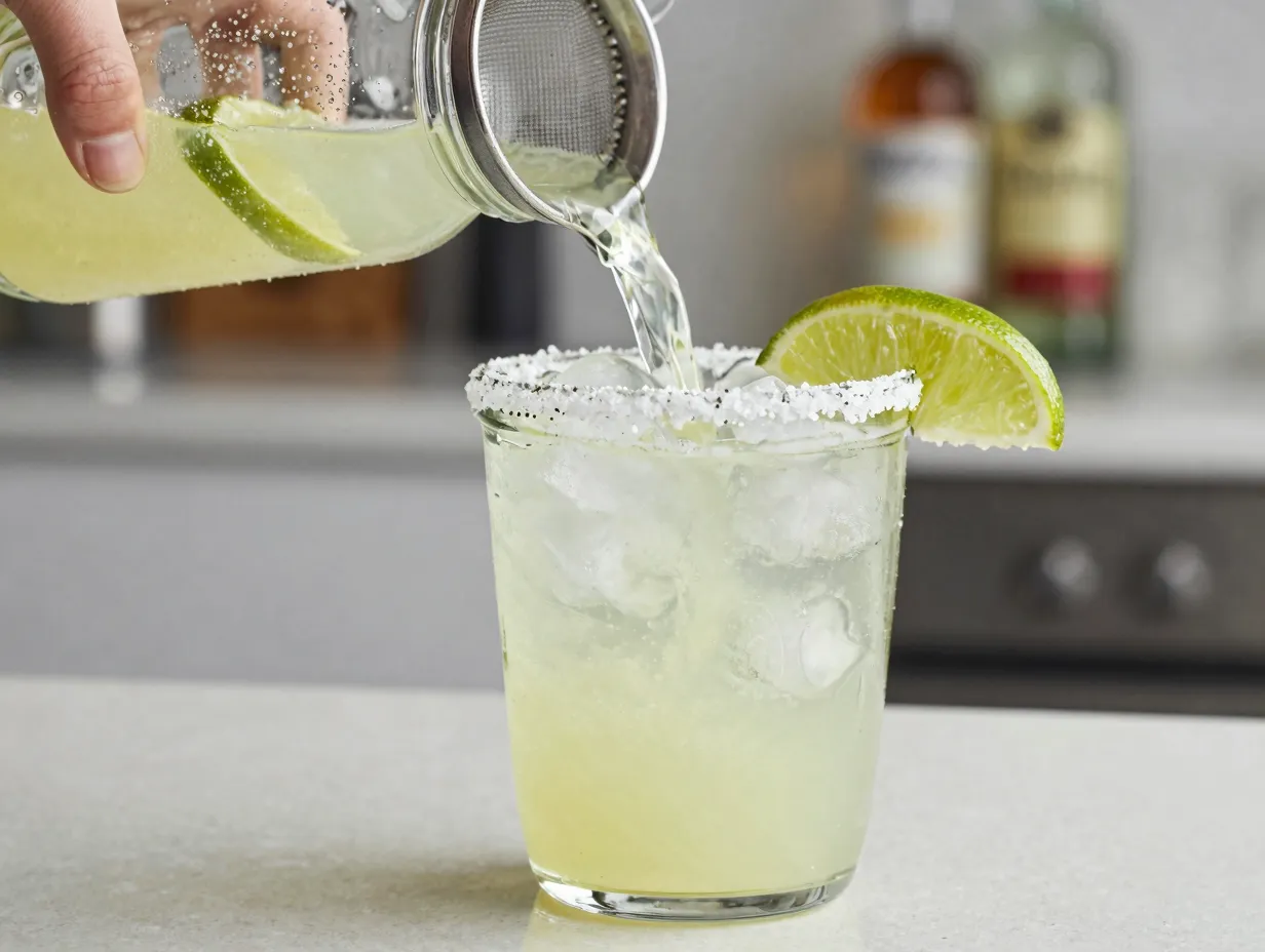 Classic margarita in mason jar with salt rim