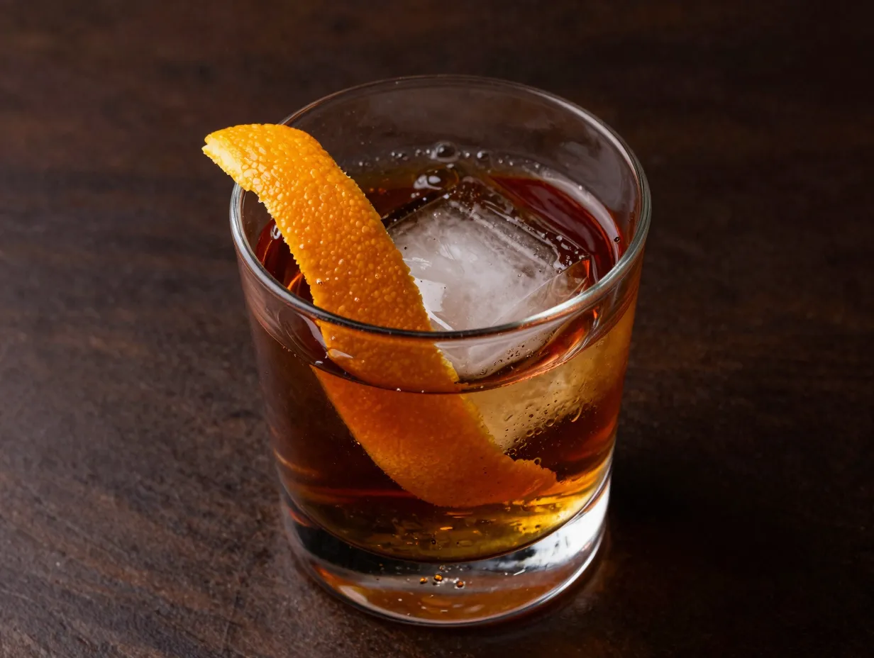 Old fashioned with orange peel twist