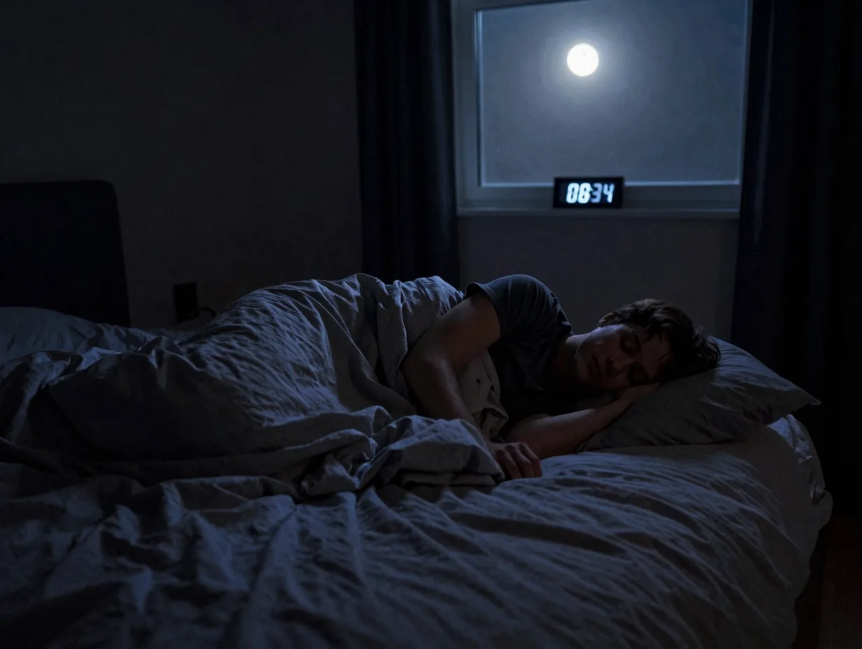 Person sleeping soundly through the night uninterrupted