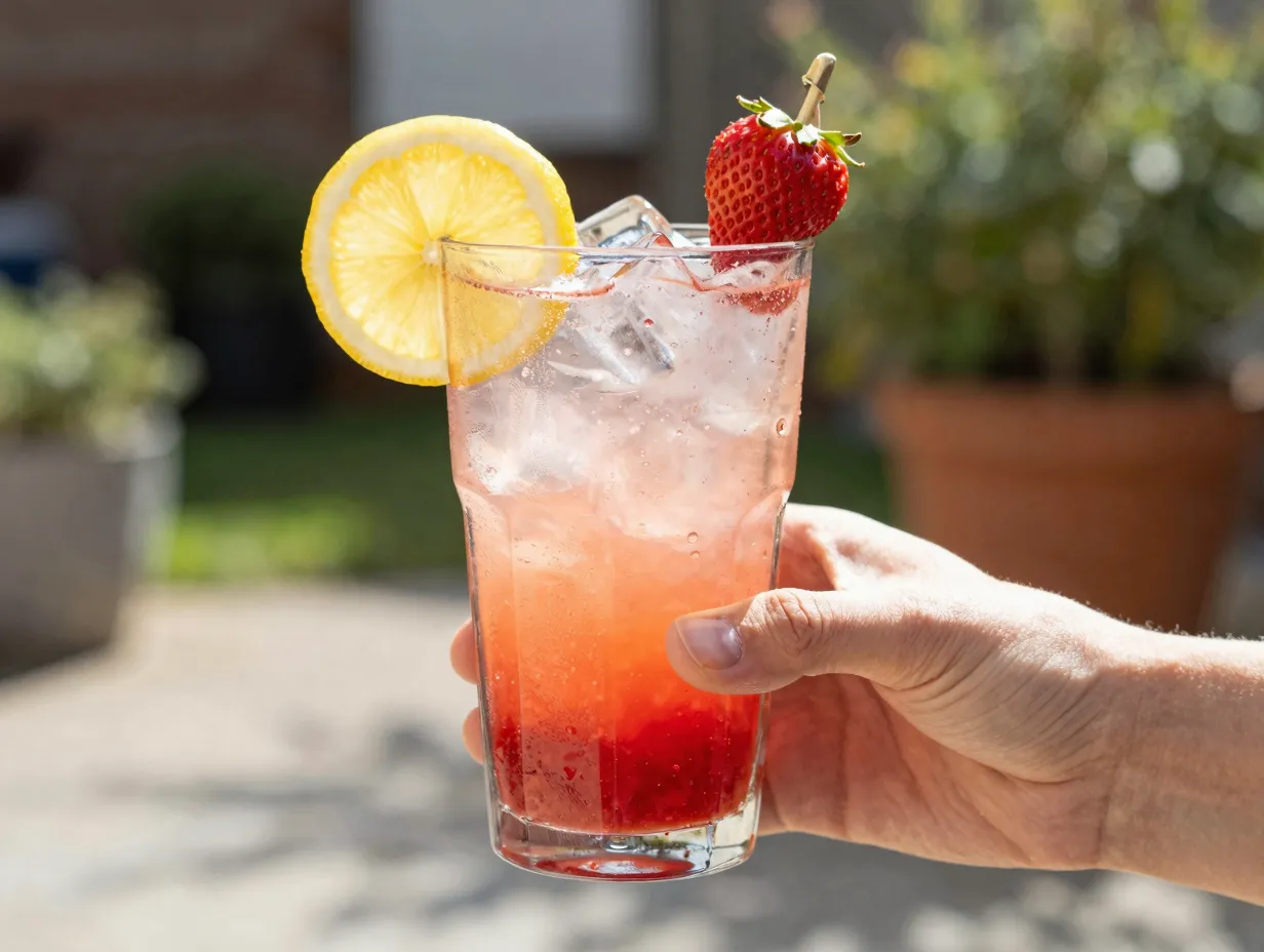 Refreshing strawberry lemonade lotus citrus drink fresh garnish