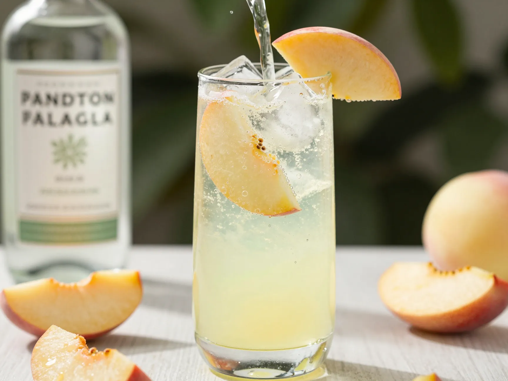 Pandan peach fizz with gin