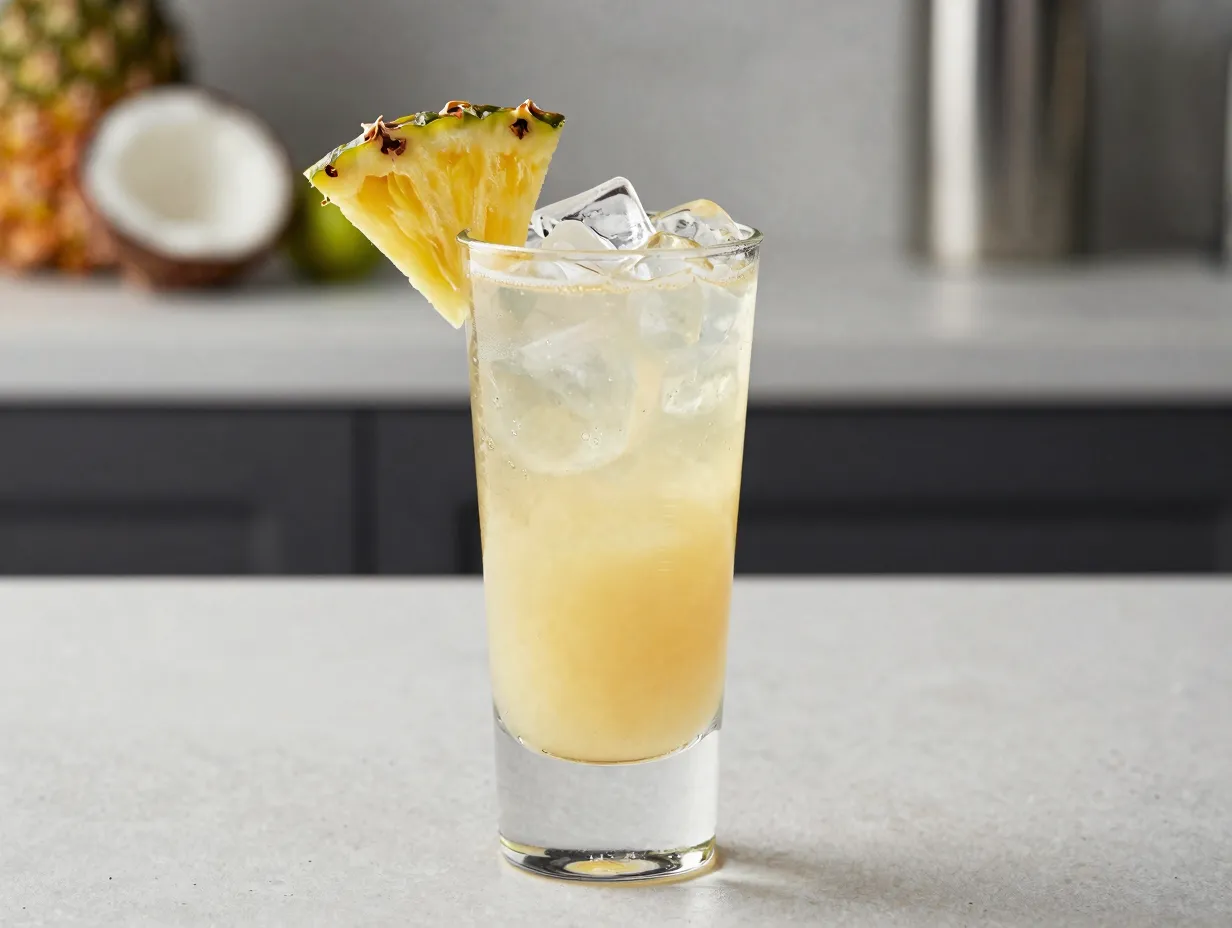 Clarified pina colada clear liquid