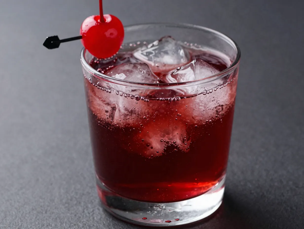 Deep crimson vampire blood lemonade with layered gradient