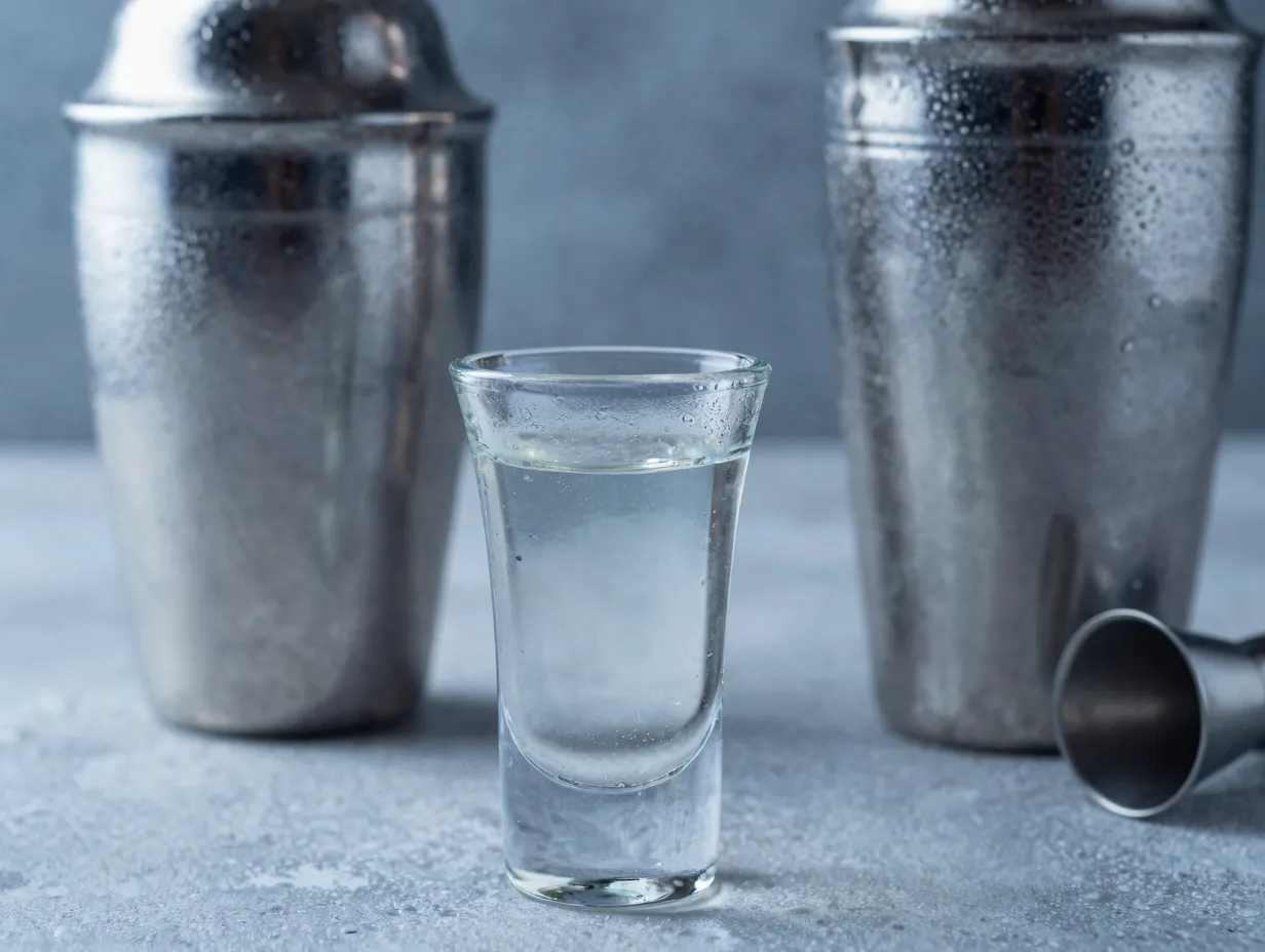 Kamikaze shot clear liquid cocktail shaker
