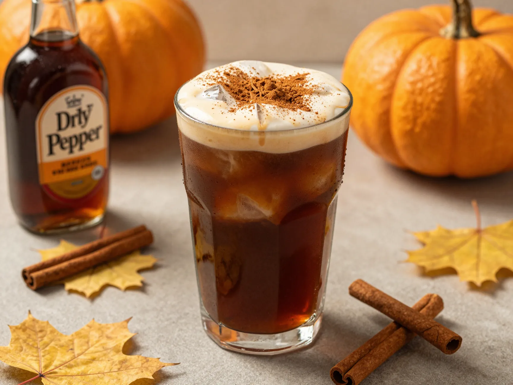 Pumpkin spice dirty dr pepper fall drink