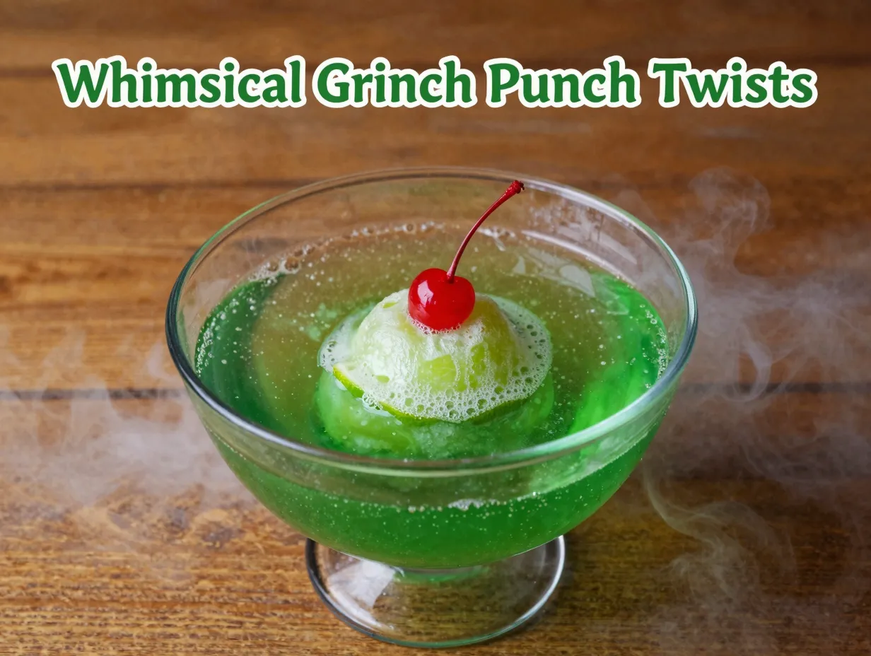 Grinch punch bowl lime sherbet dry ice fog festive holiday