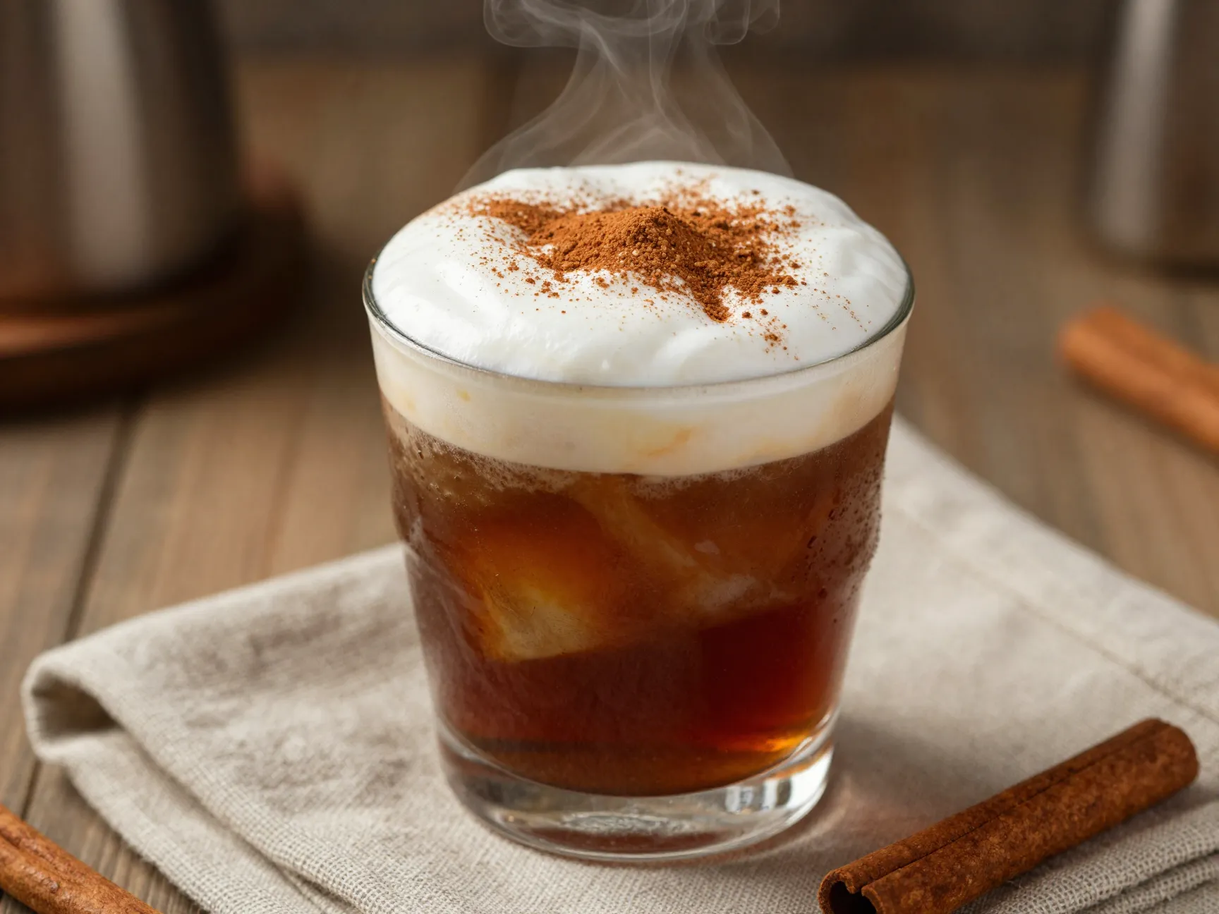 Brown sugar cinnamon root beer dirty soda dusted with spice