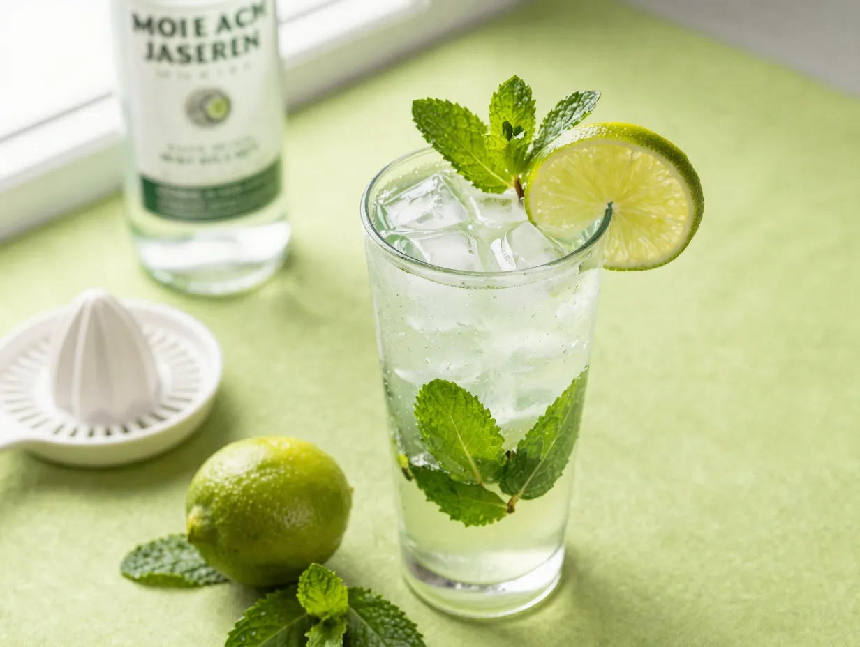 Mojito with fresh mint lime and white rum
