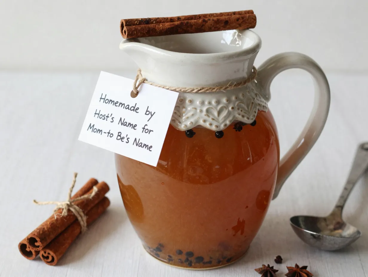 Homemade spiced cider feature in a jug with cinnamon stick garnish