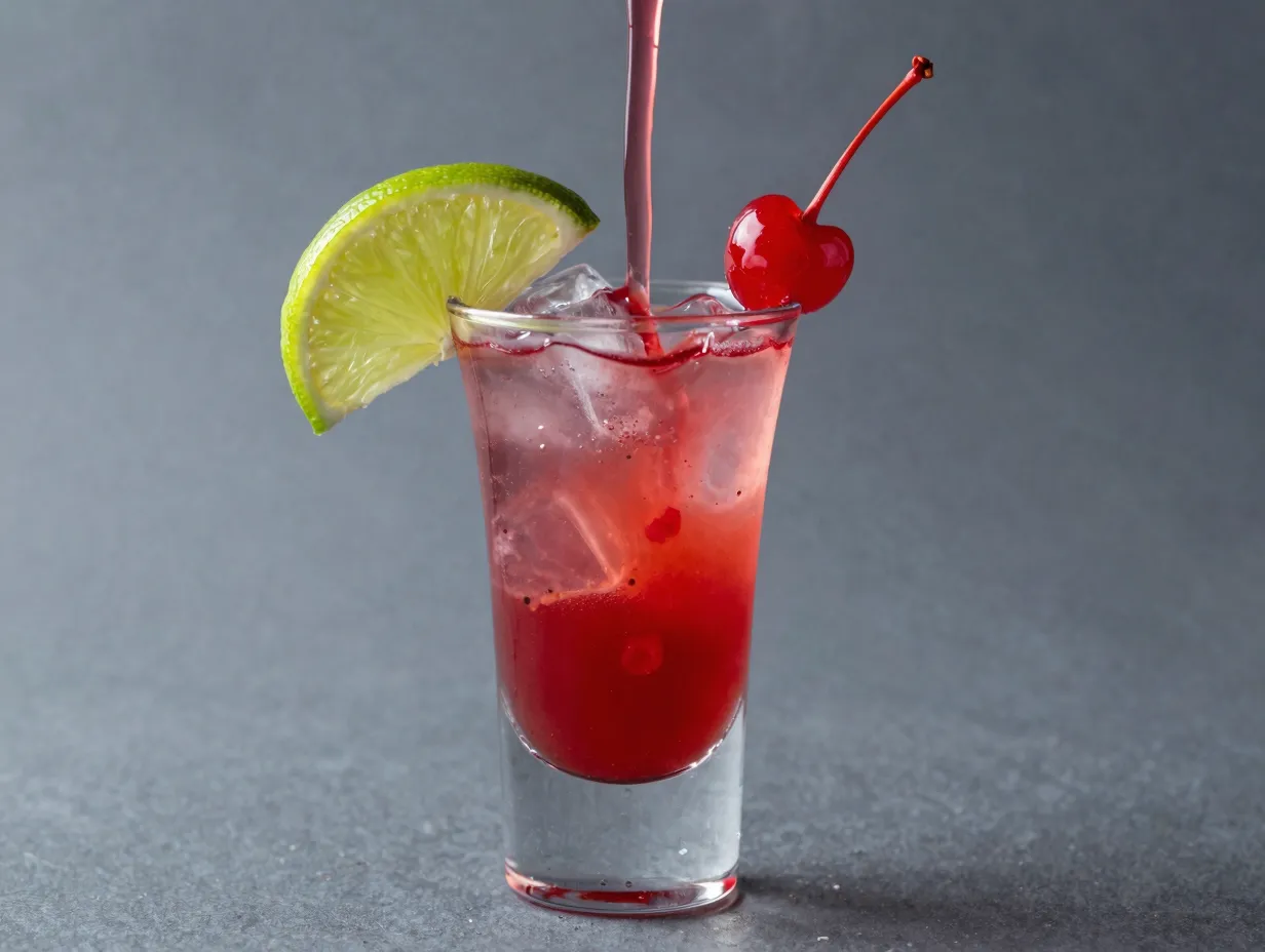 Cherry limeade twist sprite cherry syrup grenadine fresh lime juice garnish