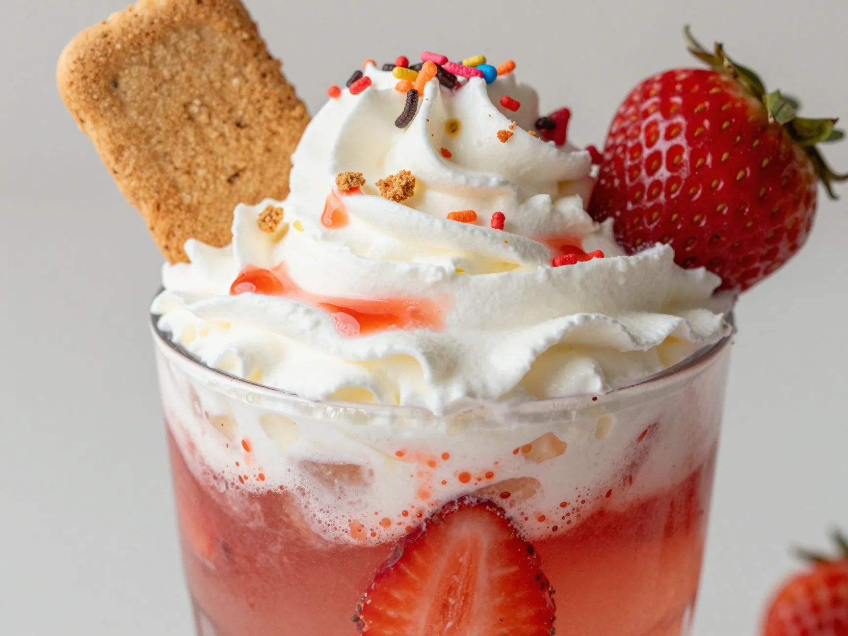 Strawberry shortcake sprite strawberry syrup vanilla extract whipped cream strawberry