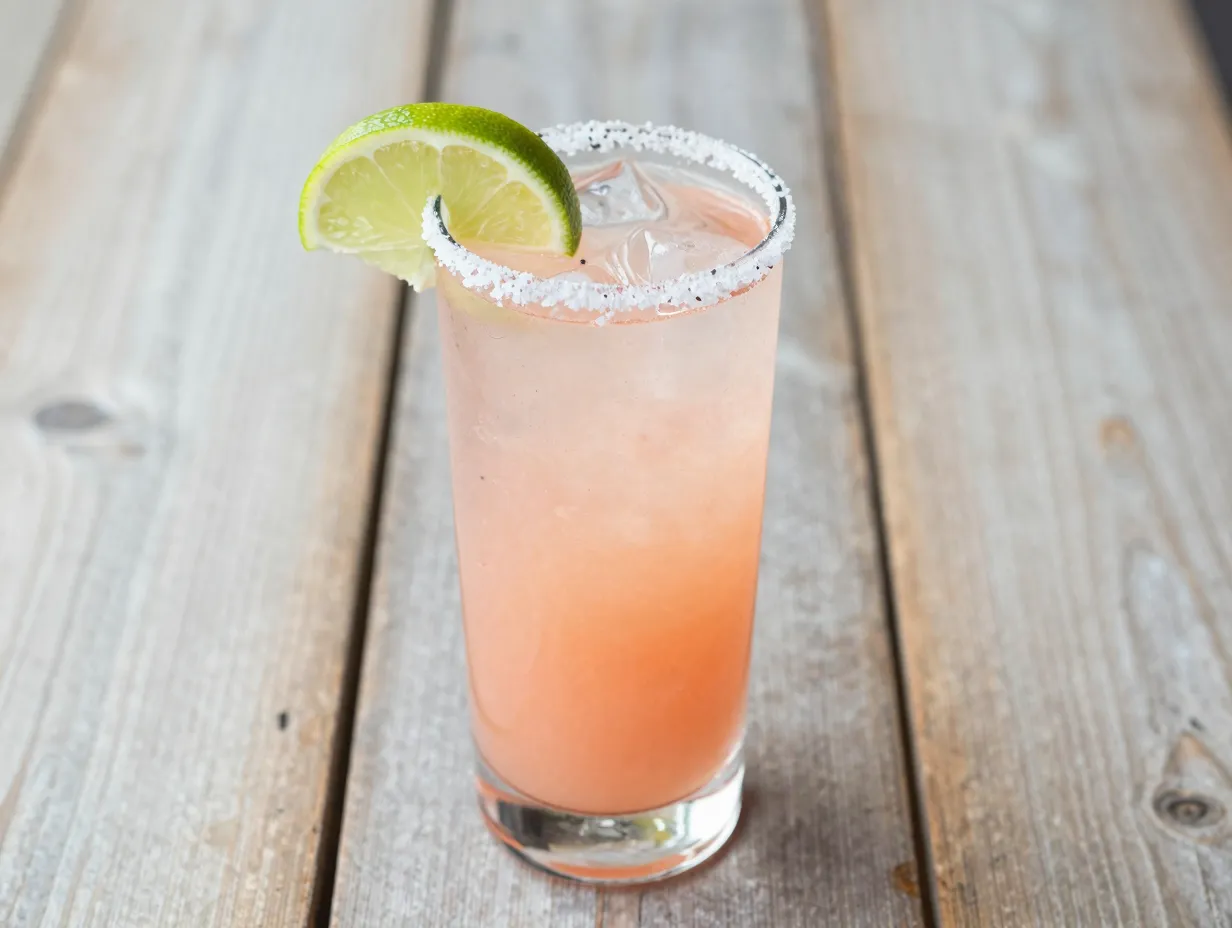 Grapefruit juice lime simple syrup salted rim glass