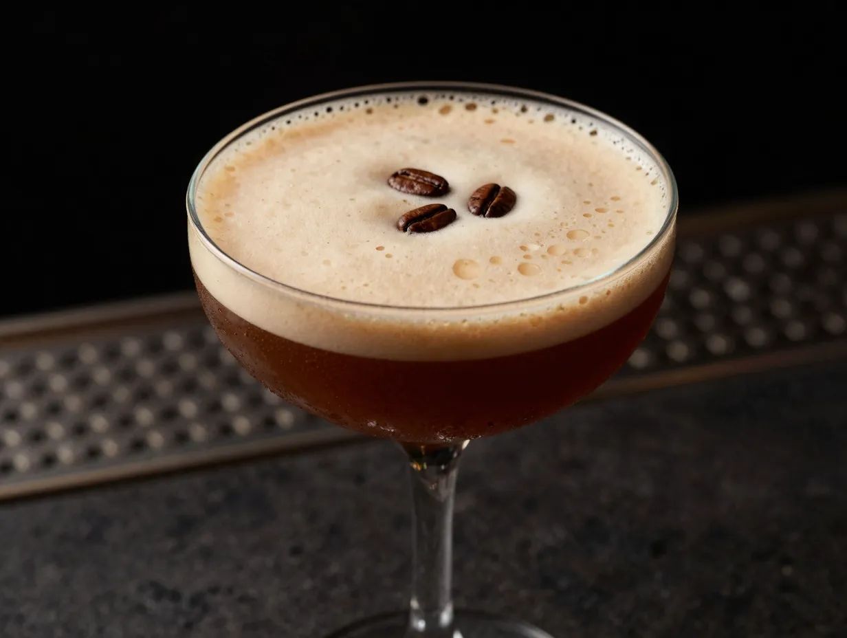 Espresso simple syrup vanilla shaken vigorously shaker