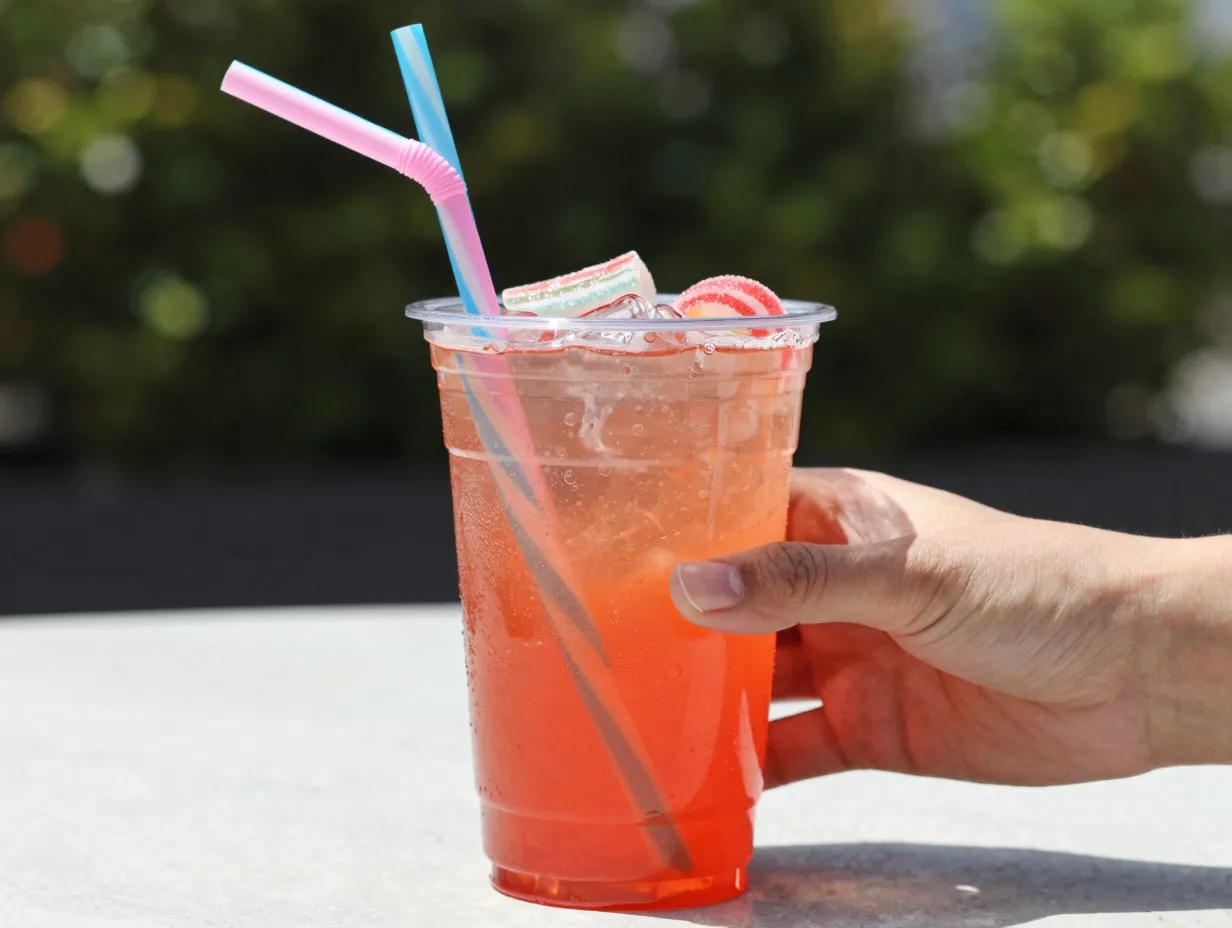 Fruit punch sour candy straw