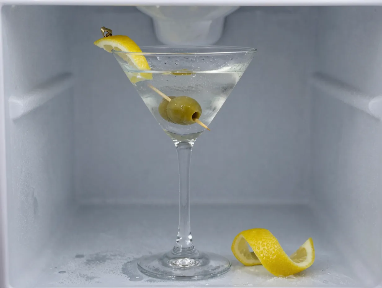 Vodka martini olive lemon twist chilled glass