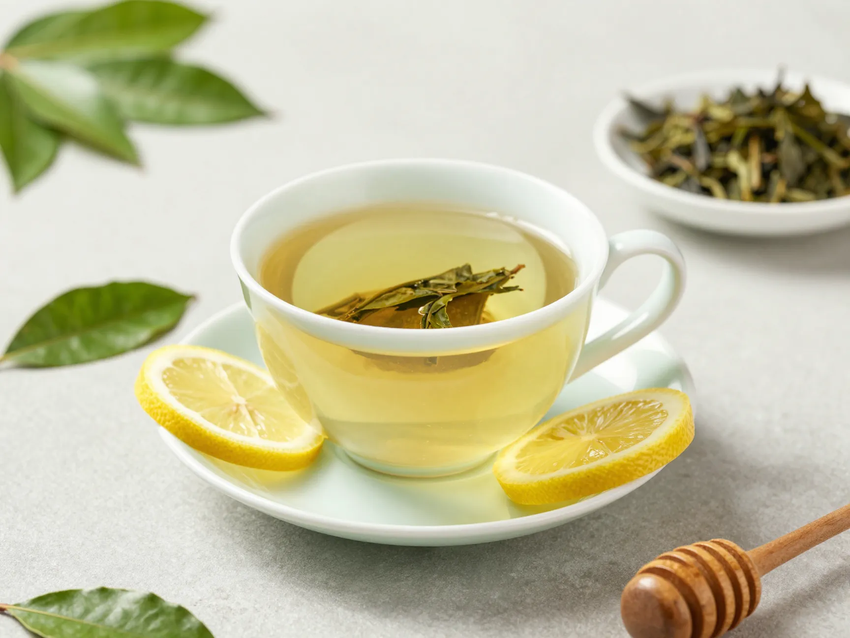 Green tea acv energy amplifier drink in teacup