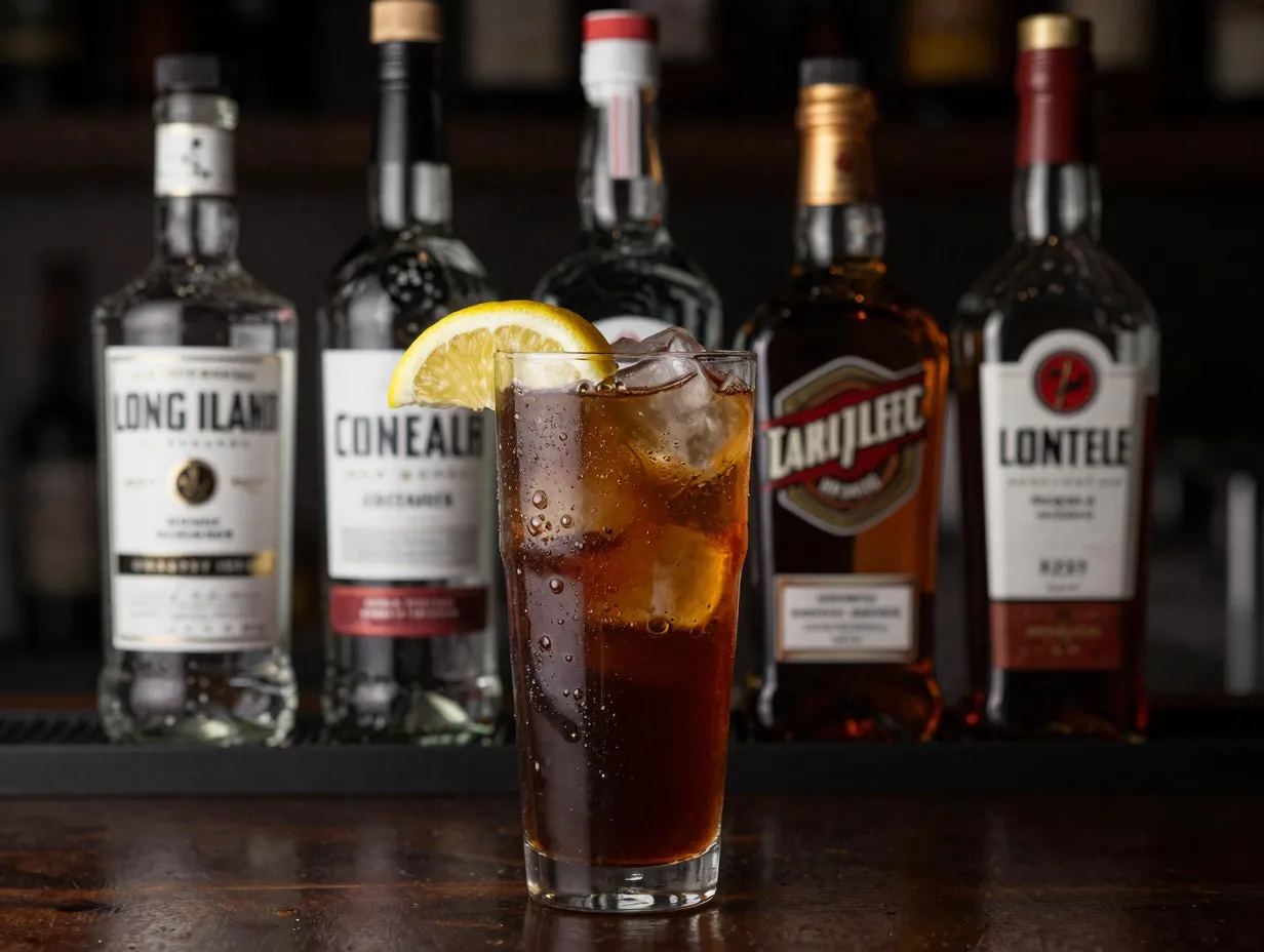 Long island iced tea five spirits cola