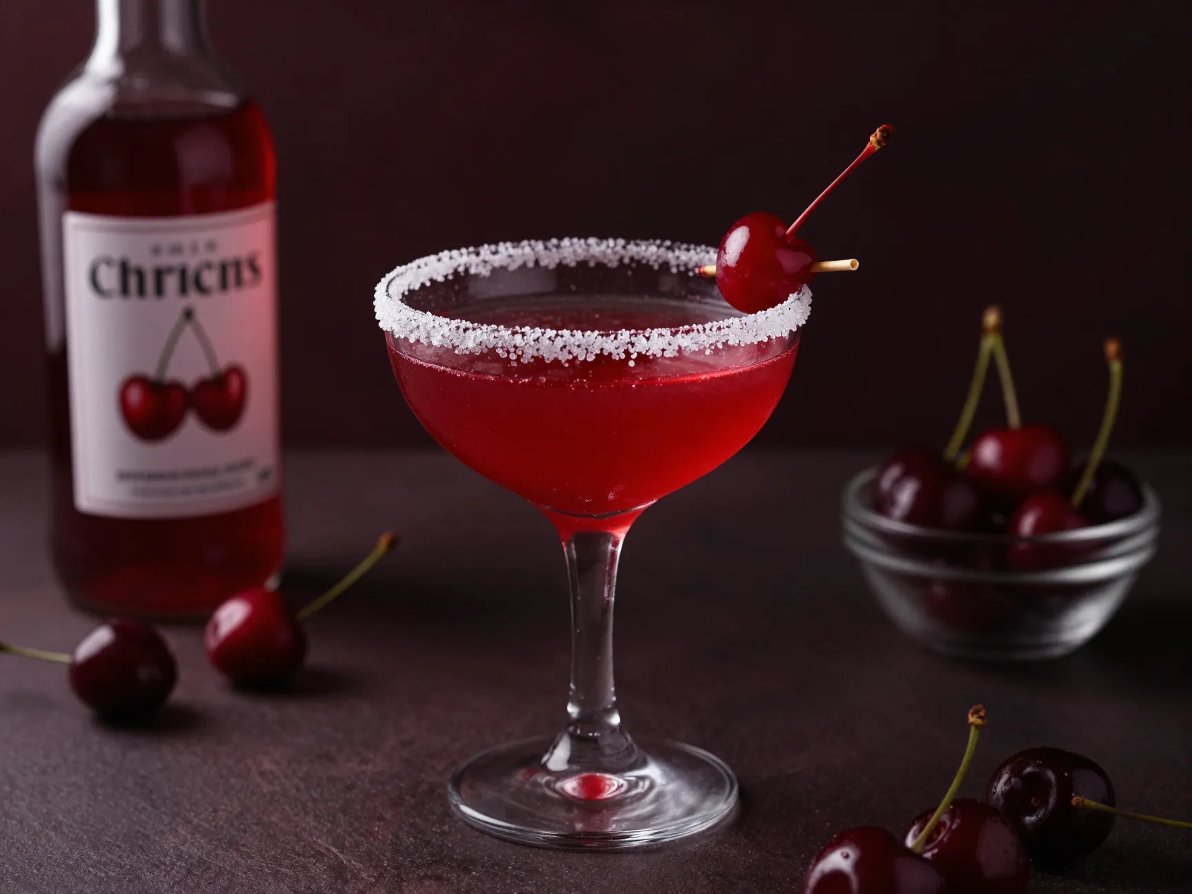 Cherry sour cherry vodka maraschino sugar rim