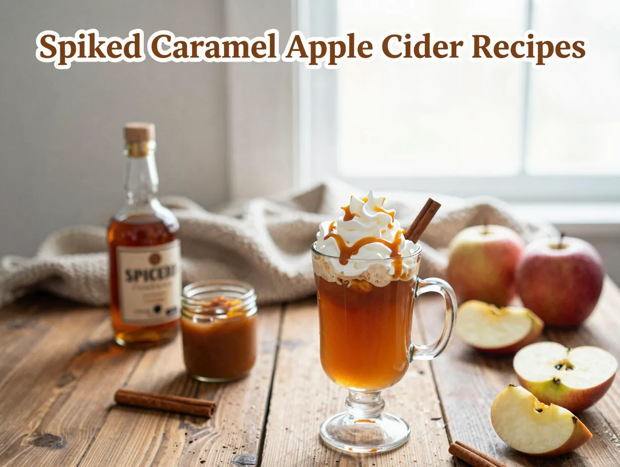 Cozy autumn mug spiked caramel cider whipped cream garnish