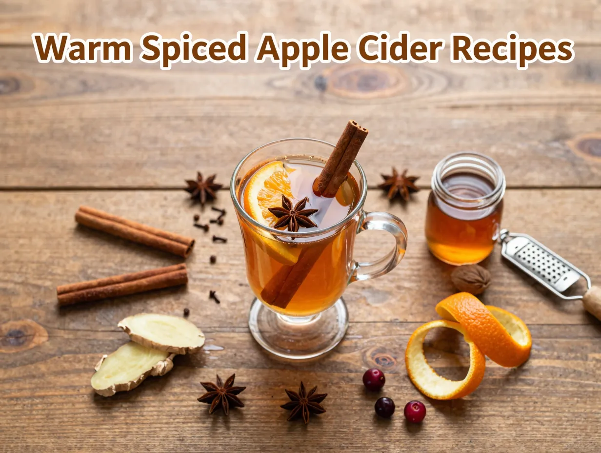 Autumn spiced apple cider mug spices flat lay recipe cover