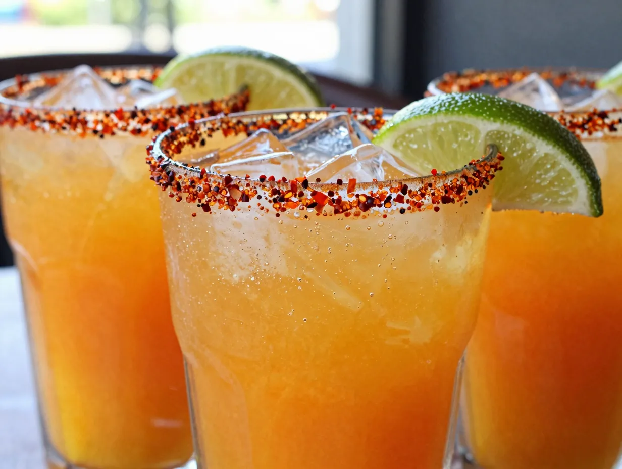 Mango chili fizz with tajin rim and lime juice